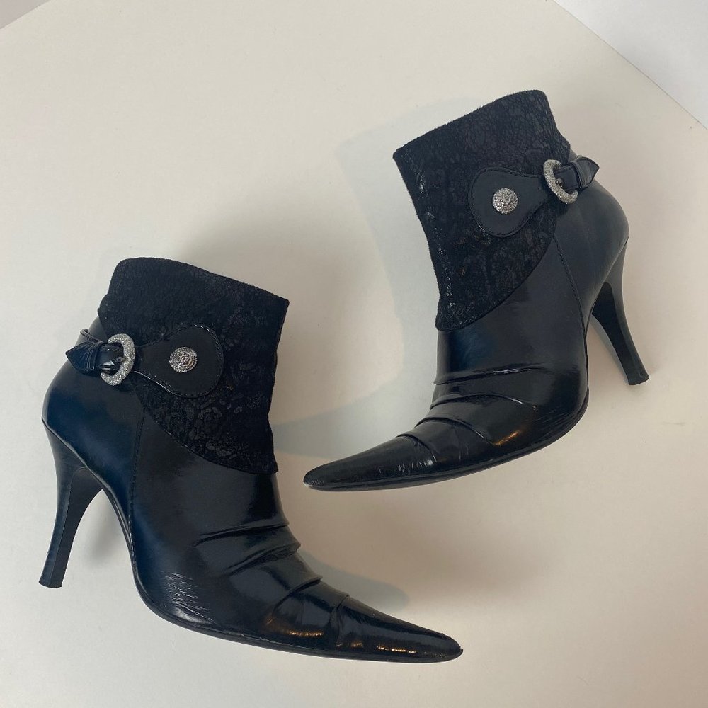 Call it Spring Women's Black Patent Leather Pointed Toe Ankle Booties Size 6